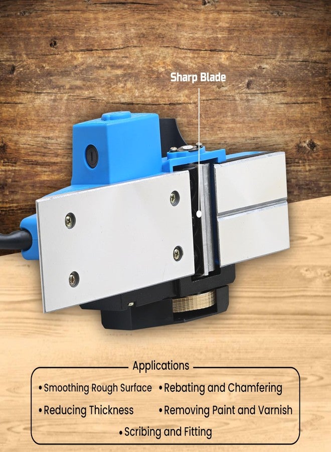 Tomahawk TPM-3944 Professional 500W Wood Planer | 15000 RPM High-Speed Motor | 82mm Planing Width | 2.5mm Cut Depth | V-Groove Base & Dust Port | Heavy-Duty Design - Image 4